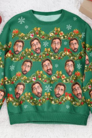 Custom Face Silly Christmas Tinsel - Personalized Photo Ugly Sweater