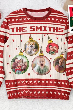 Festive Ornament As Family - Personalized Photo Ugly Sweater