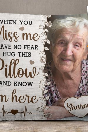 Hug This Pillow And Know I'm Here - Personalized Photo Memory Pillow (Insert Included)
