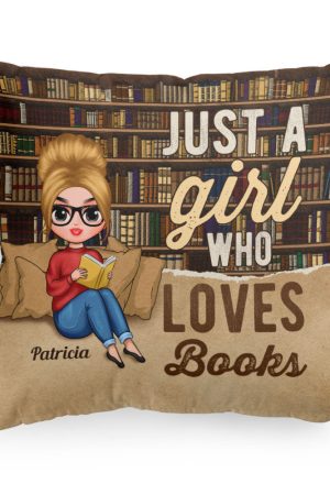 Just A Girl Who Loves Books Ver 2 - Personalized Pillow (Insert Included) - Chibi Girls
