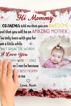 The Best Mommy Belongs To Me First Mom New Mom Gift - Custom Photo Sequin Pillow